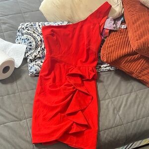 Elegant Red One-Shoulder Dress